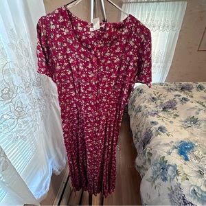 90s full front button floral maxi